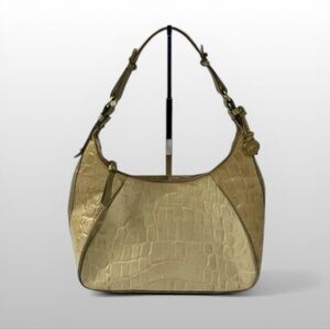 BRAHMIN Vintage Tri-Color Tan/Cream Croc Embossed
Shoulder Handbag